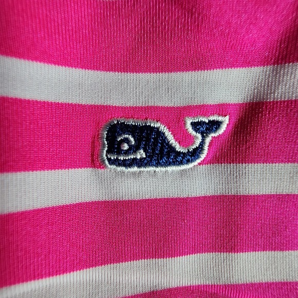 Vineyard Vines Performance Stripe Sankaty Shep 1/4 Zip Pink & White Women's Sz S - Picture 6 of 10